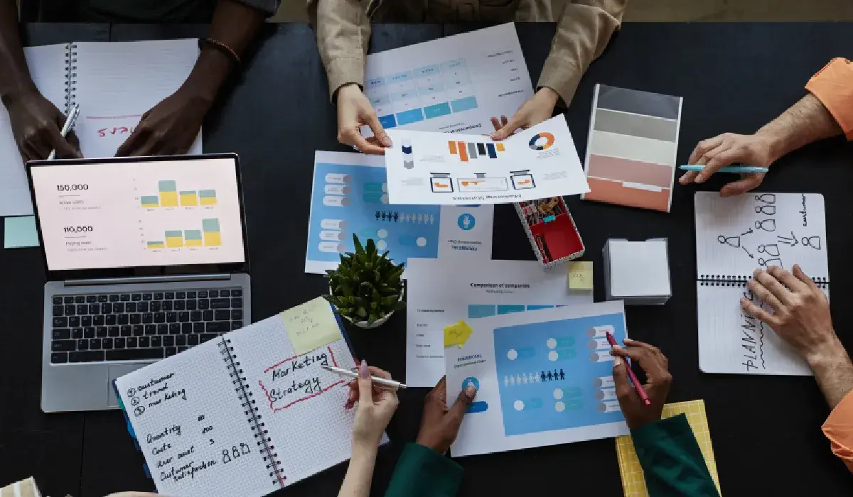 B2B Lead generation team around a conference table