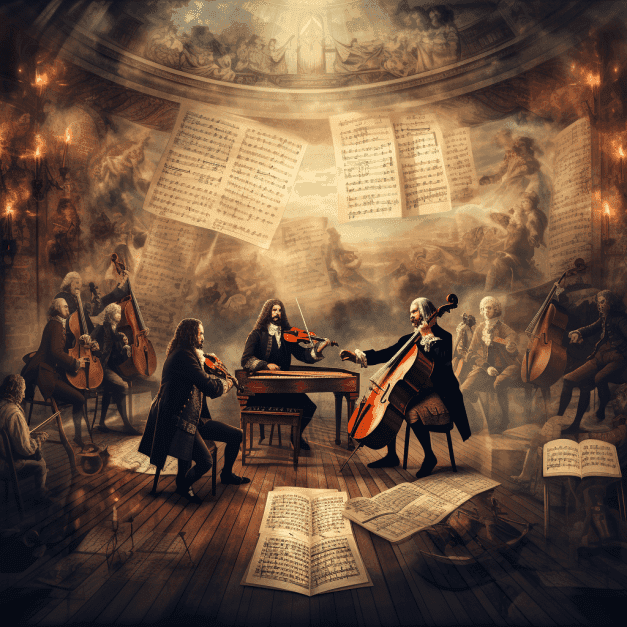 A group of musicians playing together in a captivating fantasy-inspired setting, symbolizing the evolution of SEO