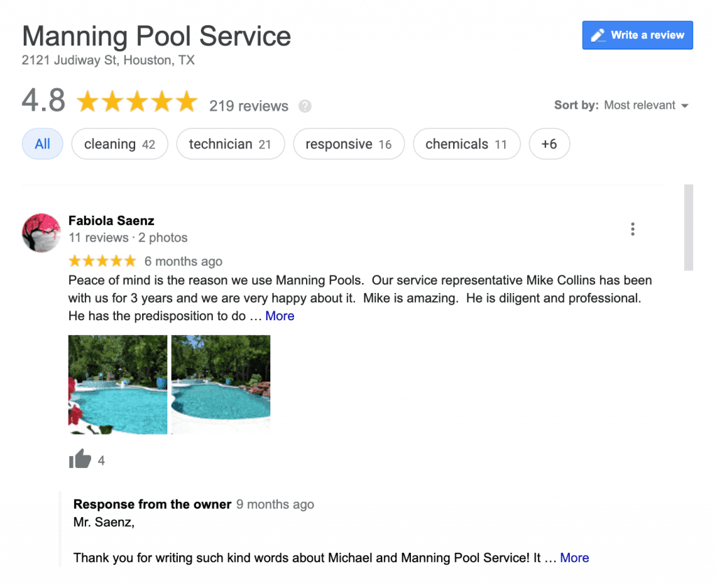 Pool Service Testimonial - EWR Digital