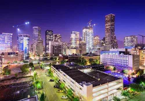 A panoramic view of Houston's skyline, emphasizing the city's vibrancy and SEO opportunities for local businesses